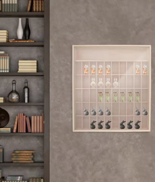 Wandkast met 6 Lagen – Houten Display Cabinet met Acryl Deur, 50 Vakken