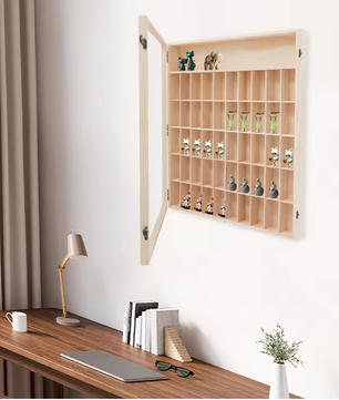 Wandkast met 6 Lagen – Houten Display Cabinet met Acryl Deur, 50 Vakken