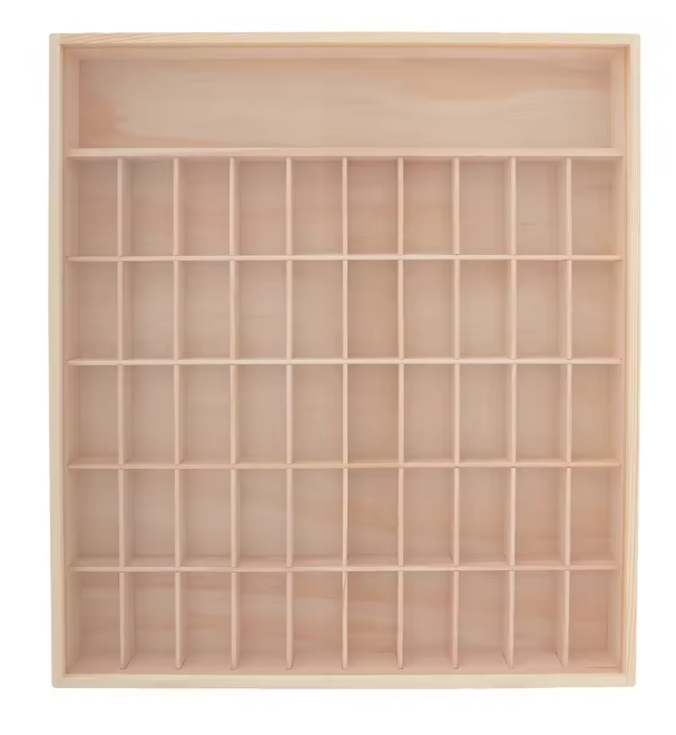 Wandkast met 6 Lagen – Houten Display Cabinet met Acryl Deur, 50 Vakken
