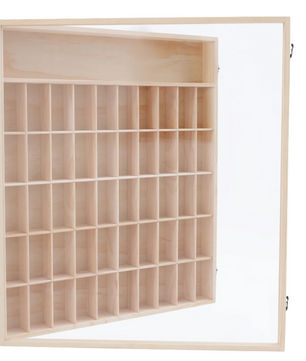 Wandkast met 6 Lagen – Houten Display Cabinet met Acryl Deur, 50 Vakken