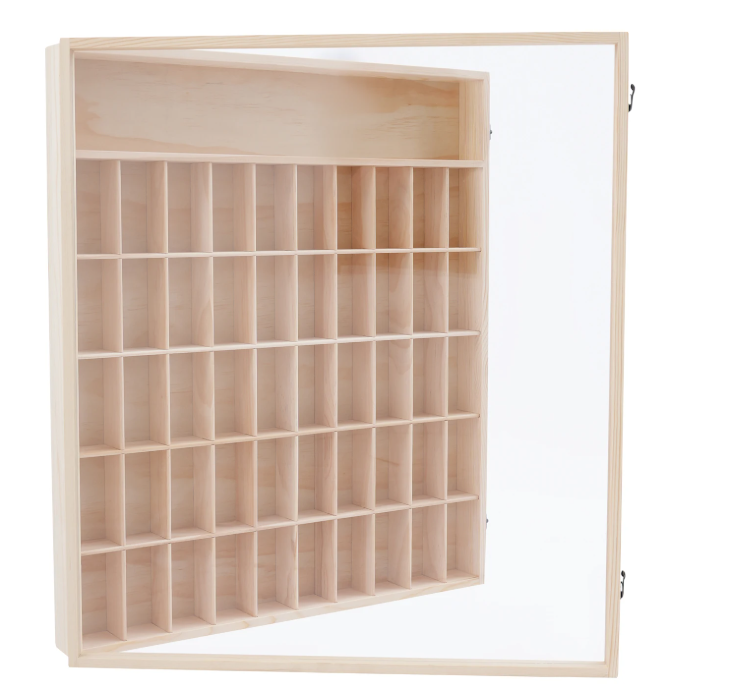 Wandkast met 6 Lagen – Houten Display Cabinet met Acryl Deur, 50 Vakken