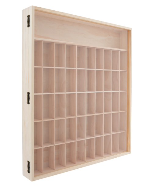 Wandkast met 6 Lagen – Houten Display Cabinet met Acryl Deur, 50 Vakken