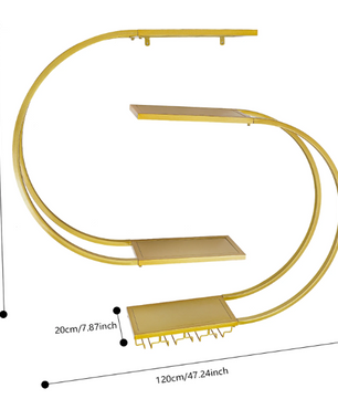 Wand Wijnrek Goud – Halfrond Design met Glashouder, 120 cm
