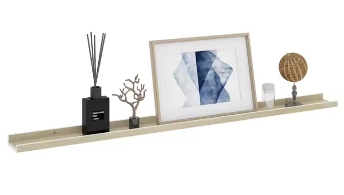 Set van 4 Wandplanken – MDF Floating Planken Wit & Sonoma Eiken 115 cm