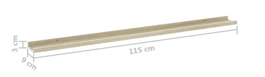 Set van 4 Wandplanken – MDF Floating Planken Wit & Sonoma Eiken 115 cm