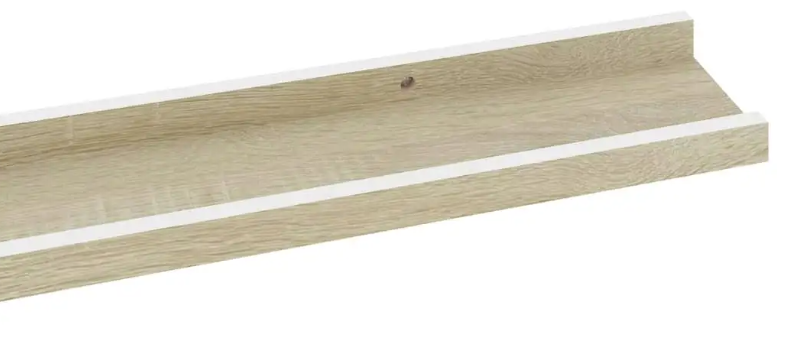 Set van 4 Wandplanken – MDF Floating Planken Wit & Sonoma Eiken 115 cm