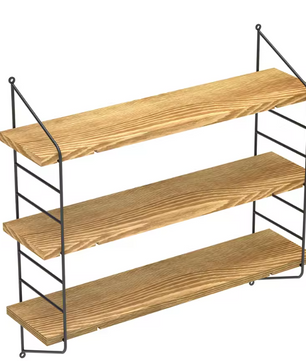 3-Lagen Wandplank – Industrieel Wandrek met Houten Planken & Metalen Frame