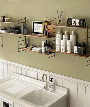 3-Lagen Wandplank – Industrieel Wandrek met Houten Planken & Metalen Frame