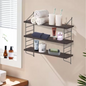 3-Lagen Industrieel Wandrek – Verstelbare Houten Planken & Metalen Frame