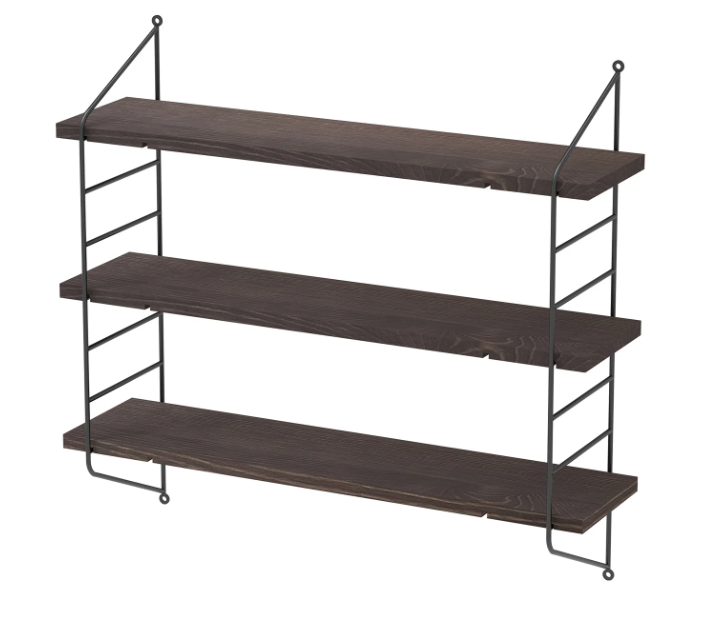 3-Lagen Industrieel Wandrek – Verstelbare Houten Planken & Metalen Frame