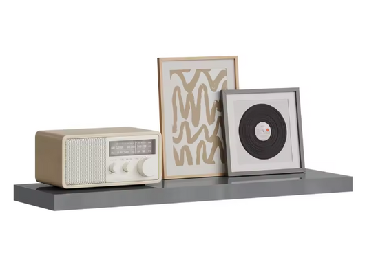 Wandplank Zwevend – MDF Glossy Grijs met Verborgen Beugel, 15kg Draagkracht