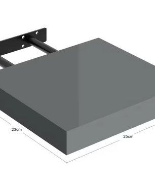 Wandplank Zwevend – MDF Glossy Grijs met Verborgen Beugel, 15kg Draagkracht