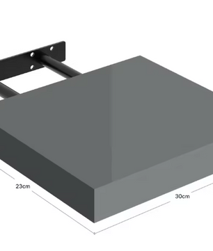 Wandplank Zwevend – MDF Glossy Grijs met Verborgen Beugel, 15kg Draagkracht