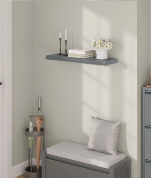 Wandplank Zwevend – MDF Glossy Grijs met Verborgen Beugel, 15kg Draagkracht
