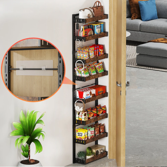Deur Organizer met 8 Lagen – Stalen Ophangrek met Verstelbare Mandjes, Keuken & Badkamer
