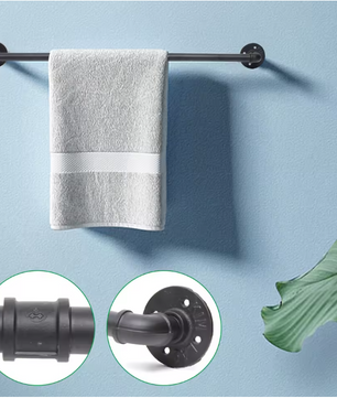 Industriële Handdoekhouder – Zwart Ijzeren Wandrek, 85 cm & 30 kg Draagkracht