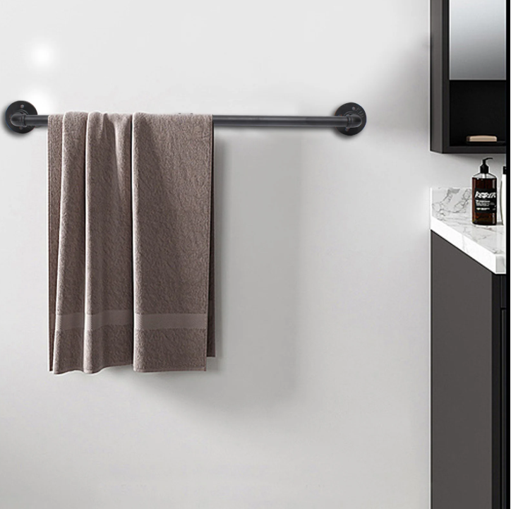 Industriële Handdoekhouder – Zwart Ijzeren Wandrek, 85 cm & 30 kg Draagkracht