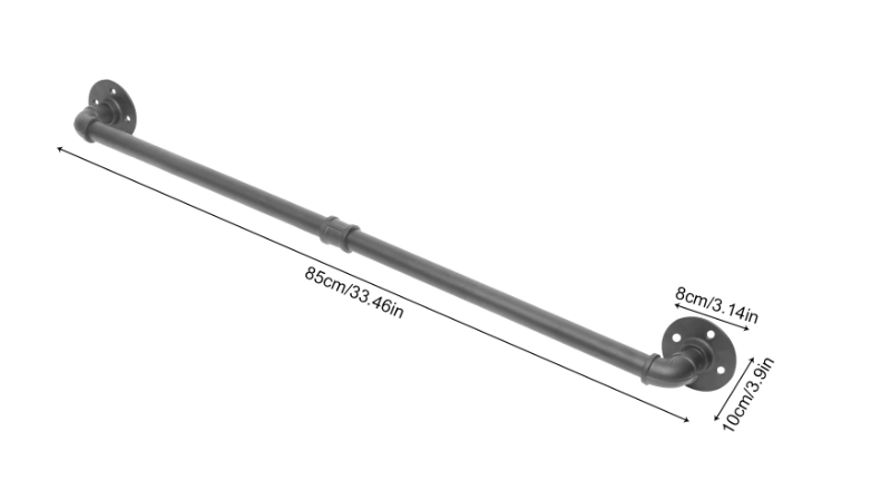 Industriële Handdoekhouder – Zwart Ijzeren Wandrek, 85 cm & 30 kg Draagkracht