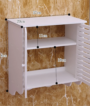 2-Laags Wandkast – Wit PVC Wandrek met Deuren & 3 Haken, Badkamer & Keuken