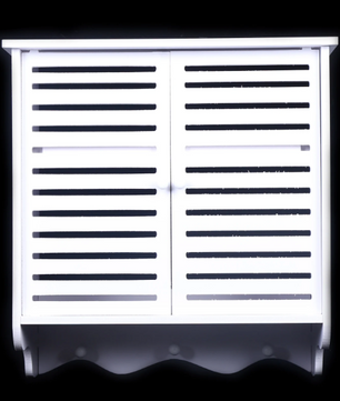 2-Laags Wandkast – Wit PVC Wandrek met Deuren & 3 Haken, Badkamer & Keuken