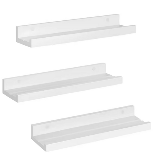 Set van 3 Witte Zwevende Wandplanken – MDF Fotolijst Rail