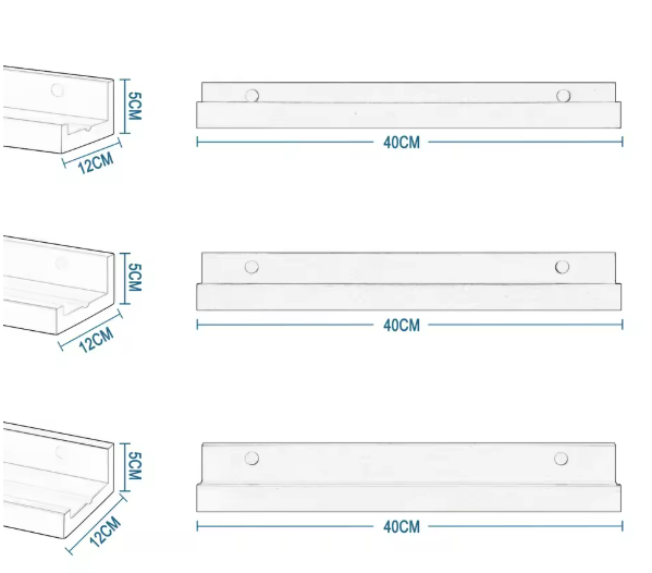 Set van 3 Witte Zwevende Wandplanken – MDF Fotolijst Rail
