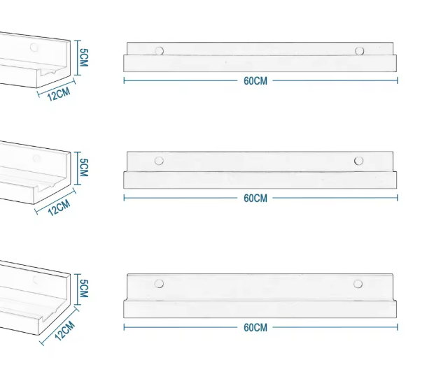 Set van 3 Witte Zwevende Wandplanken – MDF Fotolijst Rail