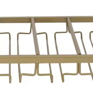 Industriële Wand Wijnrek – 3-Lagen Flessenrek met Glashouder, Goud