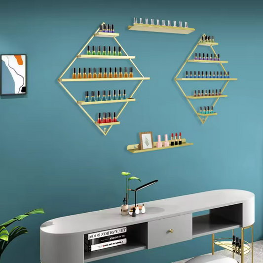 Wandmontage Nagellakrek – 5 Lagen Ruitvorm Goud, Set van 2
