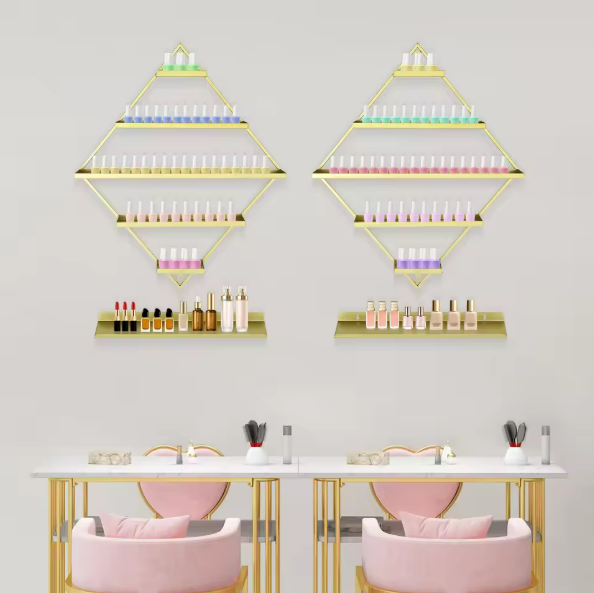 Wandmontage Nagellakrek – 5 Lagen Ruitvorm Goud, Set van 2
