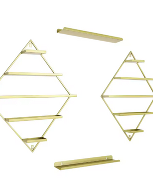 Wandmontage Nagellakrek – 5 Lagen Ruitvorm Goud, Set van 2