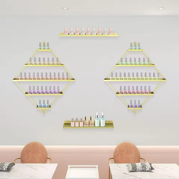 Wandmontage Nagellakrek – 5 Lagen Ruitvorm Goud, Set van 2