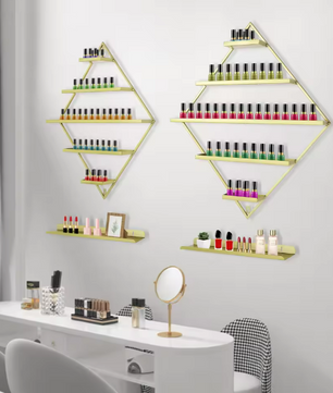 Wandmontage Nagellakrek – 5 Lagen Ruitvorm Goud, Set van 2