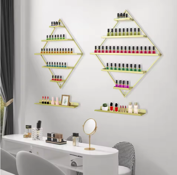 Wandmontage Nagellakrek – 5 Lagen Ruitvorm Goud, Set van 2