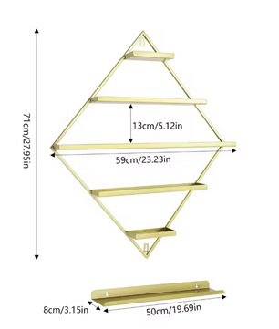 Wandmontage Nagellakrek – 5 Lagen Ruitvorm Goud, Set van 2