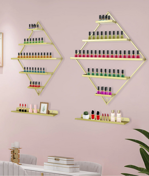 Wandmontage Nagellakrek – 5 Lagen Ruitvorm Goud, Set van 2