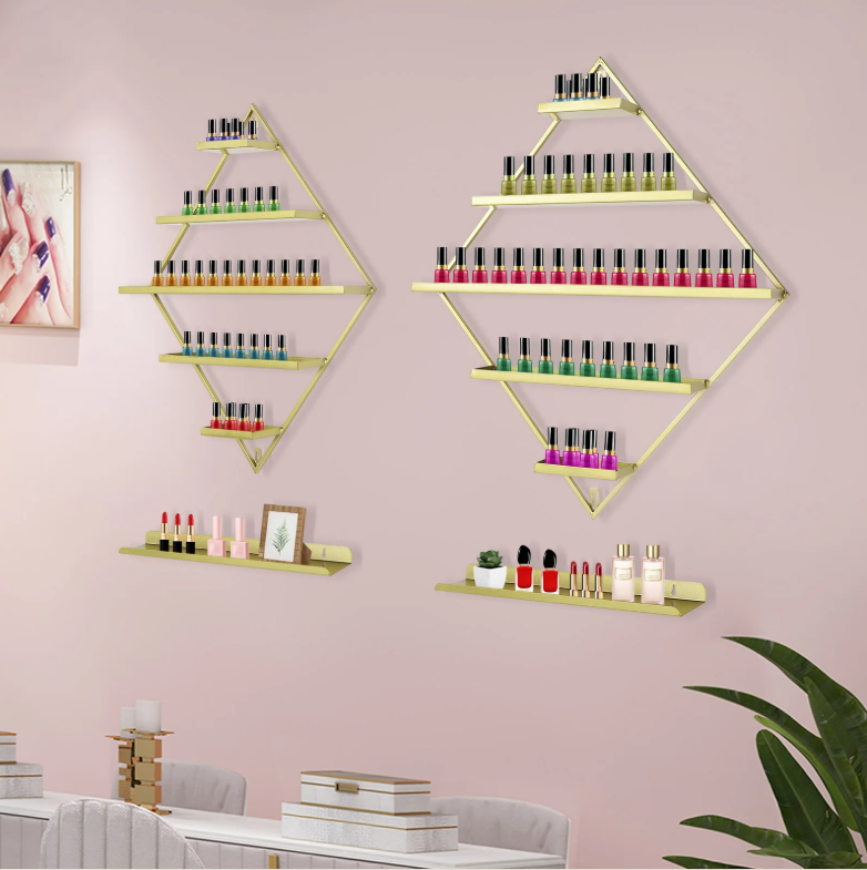Wandmontage Nagellakrek – 5 Lagen Ruitvorm Goud, Set van 2