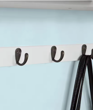 Wandkast met Lades & Haken – MDF Wandplank met 2 Lades en 5 Haken, Wit