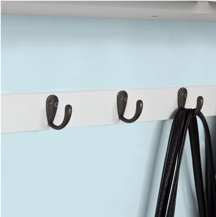 Wandkast met Lades & Haken – MDF Wandplank met 2 Lades en 5 Haken, Wit
