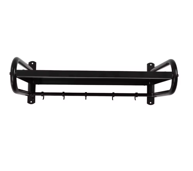 Wandplank Keuken 53 cm – Koolstofstaal Magnetronrek met 6 Haken, 30 kg Draagvermogen