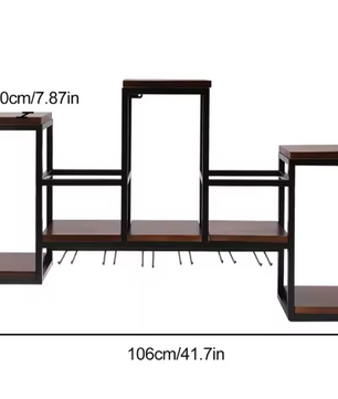 Europees Wijnrek – Houten & Metalen Wandrek met Glashouder, 106 cm