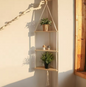 Drijvende Wandplank Driehoek – Houten Hangplank met 3/4 Niveaus, Boho Stijl