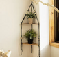 Drijvende Wandplank Driehoek – Houten Hangplank met 3/4 Niveaus, Boho Stijl