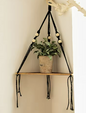 Drijvende Wandplank Driehoek – Houten Hangplank met 3/4 Niveaus, Boho Stijl