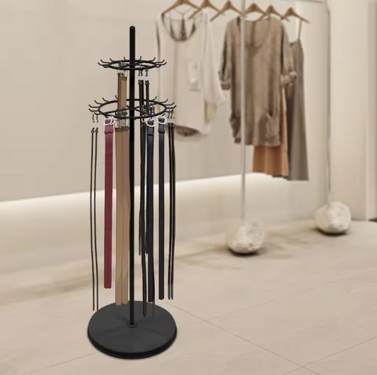 Staand Accessoire Rek – Zwart Metalen Standaard met 31 Haken, 168 cm