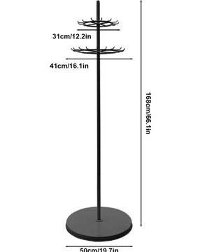 Staand Accessoire Rek – Zwart Metalen Standaard met 31 Haken, 168 cm