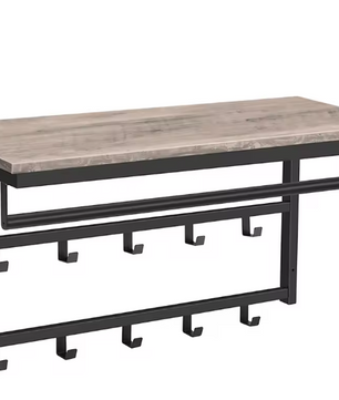 Wandkapstok met Plank – Metalen Wandrek met 10 Haken & Stang