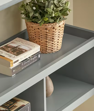 Wandkapstok met Plank – Organizer met 3 Vakken & 4 Haken, Grijs