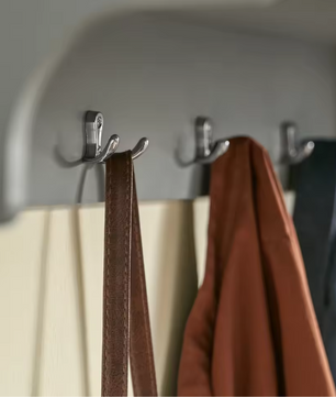 Wandkapstok met Plank – Organizer met 3 Vakken & 4 Haken, Grijs