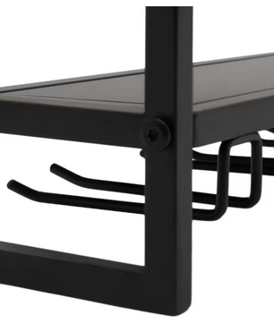 Wandgemonteerd Wijnrek – Zwart Metalen Rek met Glazenhouder, 12 Flessen